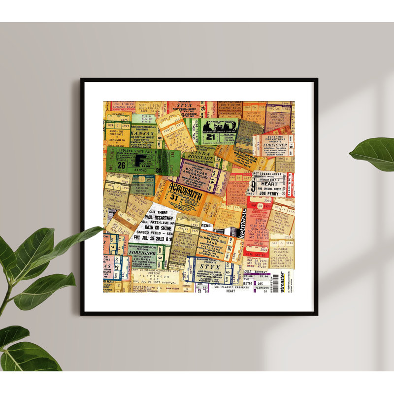 Vintage Rock Gig Tickets Collage by Vouvart - Single Picture Frame Print