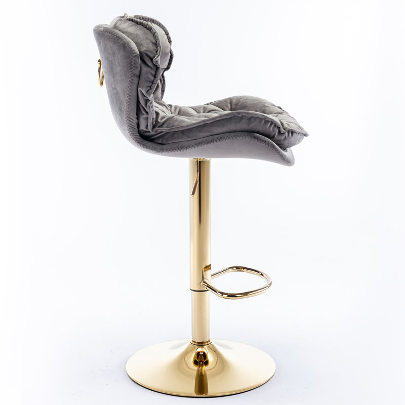 Anmar Swivel Upholstered Adjustable Height Counter Stool with Metal Frame, Beige