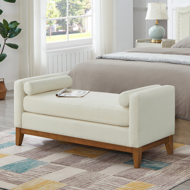 Grand repose-pieds rembourré en tissu Boucle avec coussins, banc de fenêtre rembourré confortable pour le salon et le vestibule
