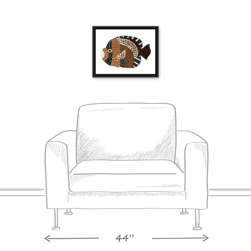 Poisson neutre sur toile, H 13,75 po x l 17,75 po x P 1,75 po, Cadre flottant noir