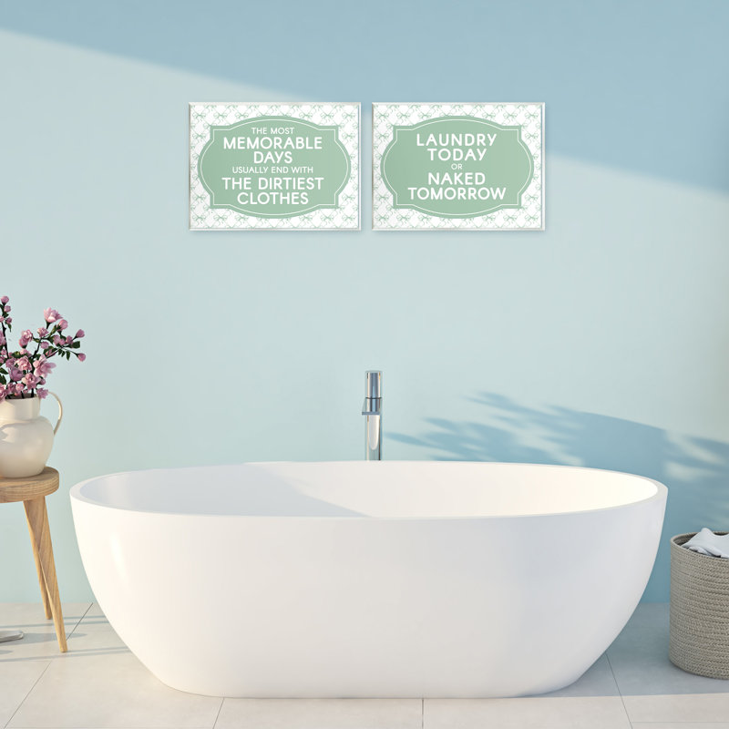 Ensemble de 2 plaques murales Green Bow Laundry Sentiments, par lettré et doublé