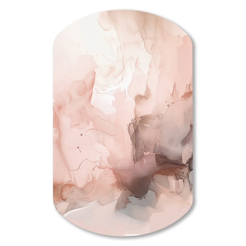 Chiana - art mural en métal asymétrique en marbre, impression de cylindre rose en métal, H 31 po x l 19 po