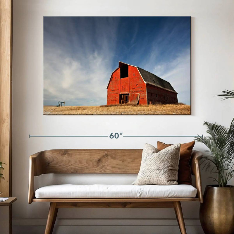 Lilie, vieille grange rouge en Alberta, H 34 po x l 51 po