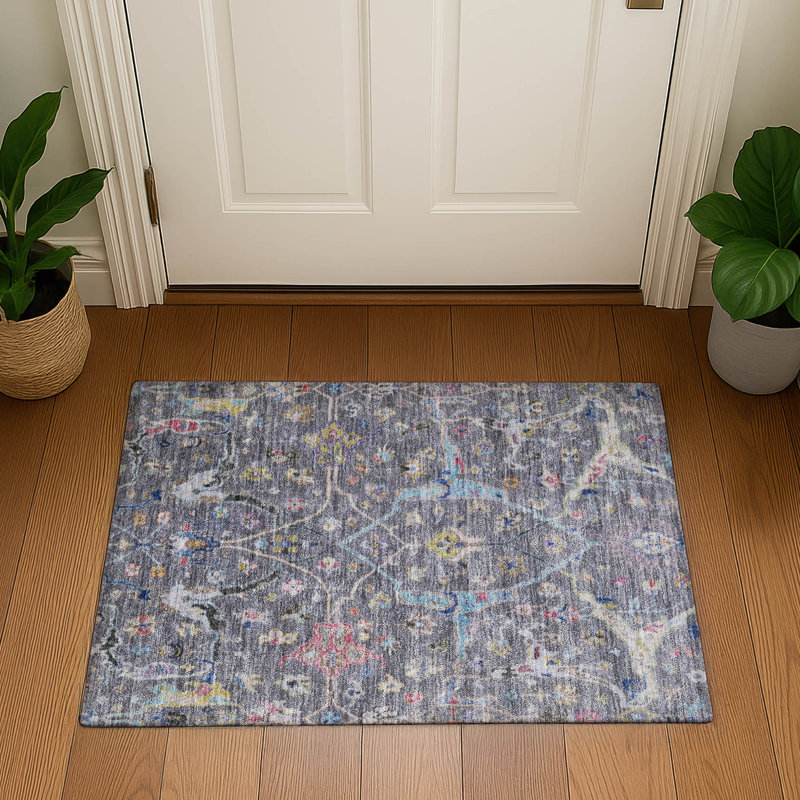 Premium Machine Washable Mayfield AMF2232 Global Rug, 1'8" x 2'6", Gray