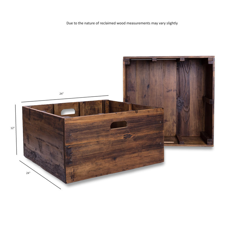 Caisse en bois massif, Brun, 12 x 24 x 24
