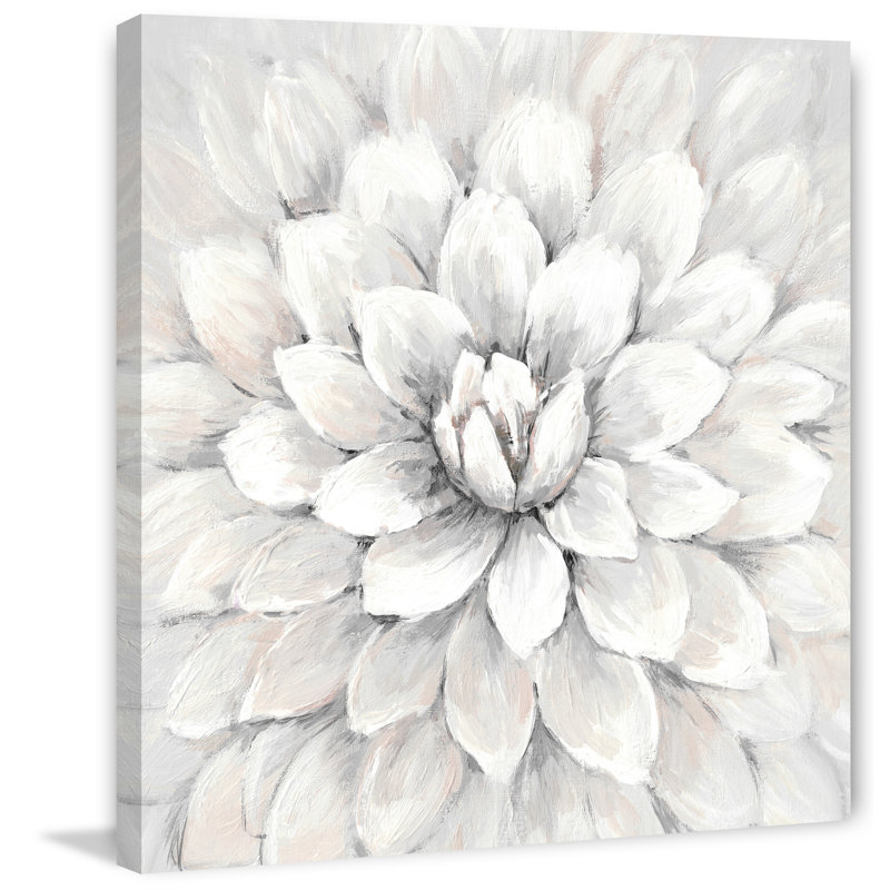 White Chrysanthemum - Wrapped Canvas Painting, 66cm H x 66cm W x 2cm D