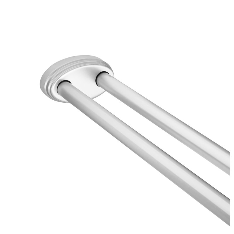 Tringle à rideau de douche en aluminium à double paroi en forme de L 72 po x l 31,7 po Utopia Alley avec 24 crochets de douche et support de plafond, fixation murale