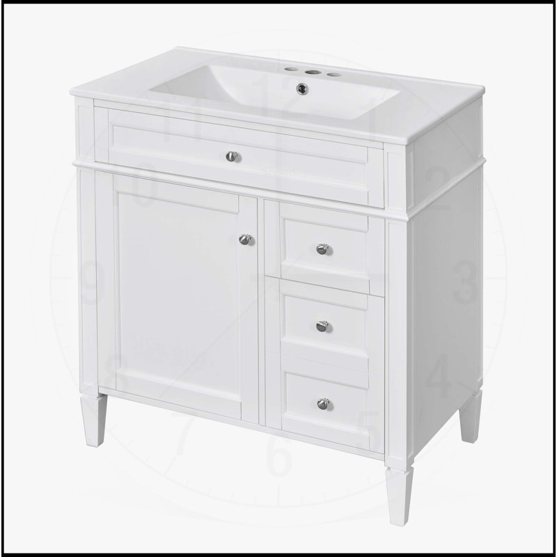 Meuble-lavabo de 30 po avec lavabo supérieur, Blanc