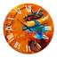 Horloge murale traditionnelle colibri bleu sur fond orange-60280555