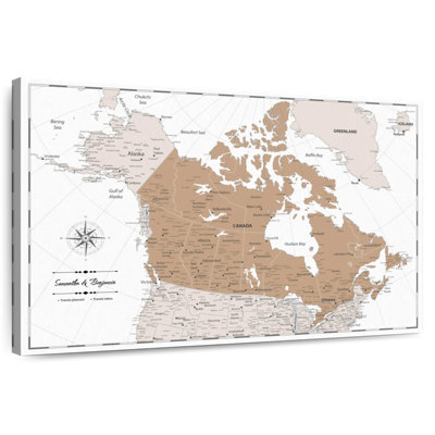 Carte personnalisée du Canada avec punaise brune