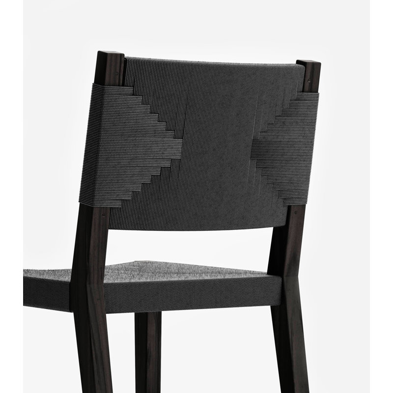 Monimbo Dining Chair, Charcoal/Black Cross Braided Cord, Black
