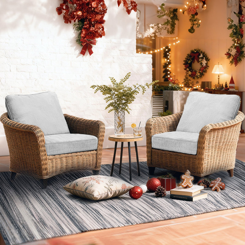 Outdoor 5''Deep Seat Chair Cushion Set, Light Grey