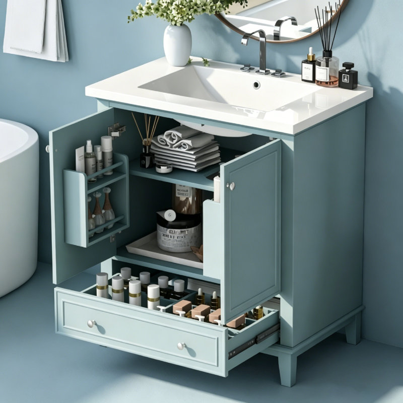 Meuble-lavabo 30 po avec lavabo, Vert