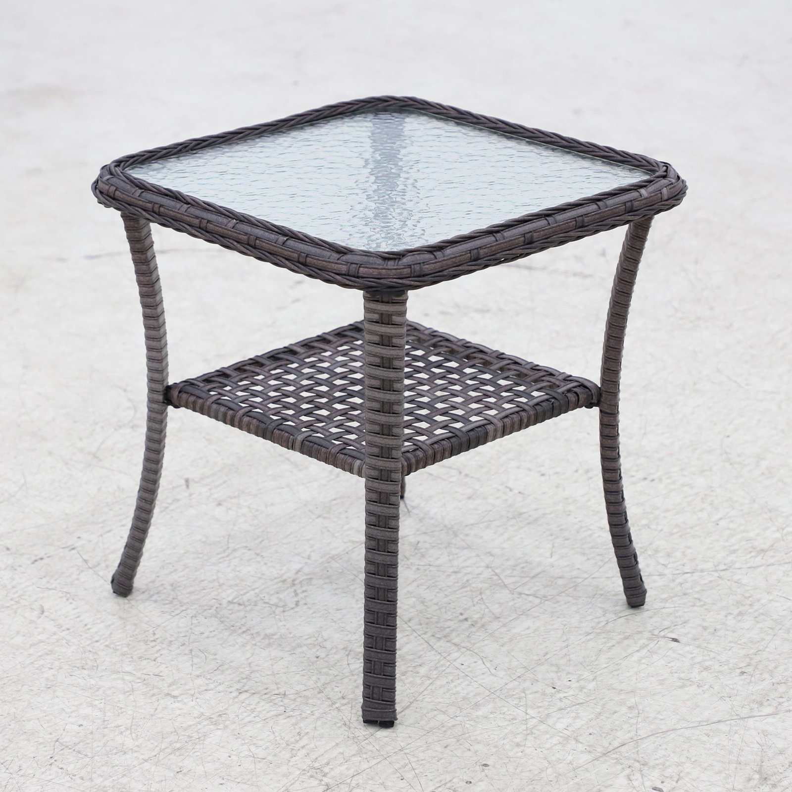 Winston Porter Wicker Rattan Side Table With Glass Top | Wayfair