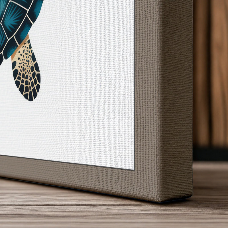 Turtle Geometric - Wrapped Canvas, 18x12 - 45.7 x 30.5 cm, Taupe Border