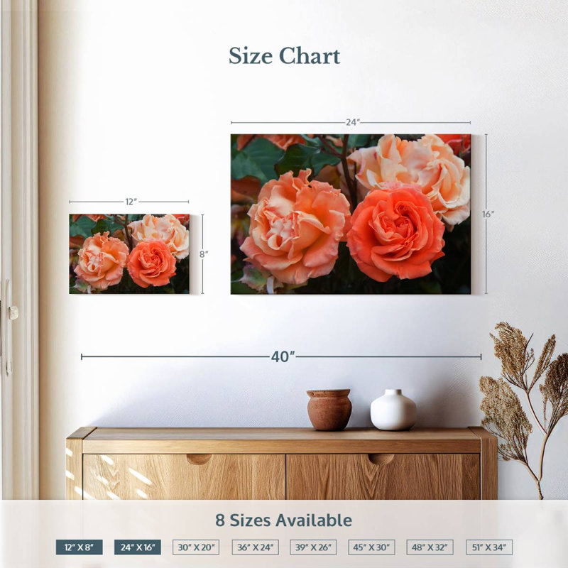 Harnek Orange Hybrid Roses, 16" H x 24" W