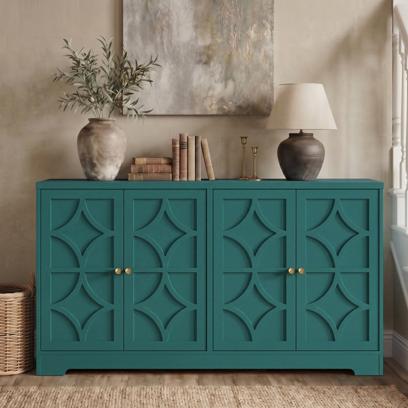 Buffet avec 4 portes, Bleu turquoise