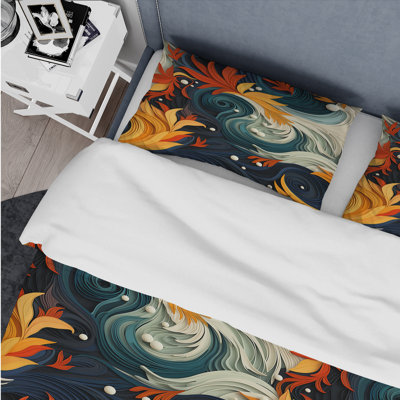 Teal And Yellow Harmony Within Chaos Foilage - Abstract Duvet Cover Set - Microfiber Polyester