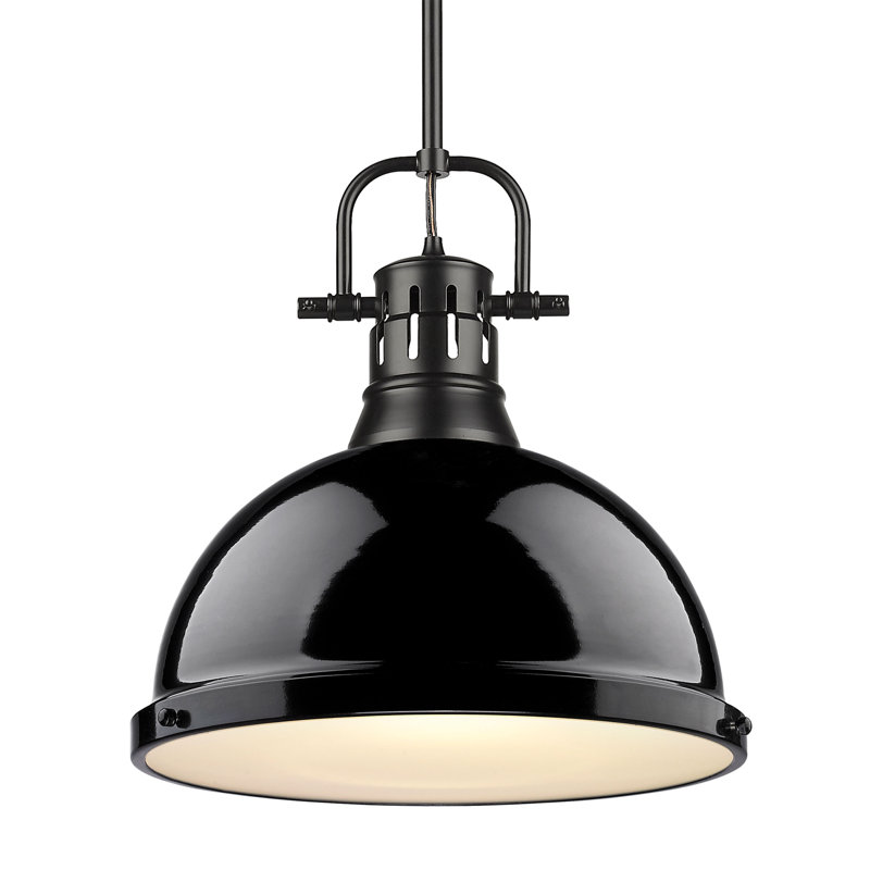 Luminaire suspendu dôme en acier à intensité variable 1 lumière Calico, Noir, noir, noir, noir, Noir mat