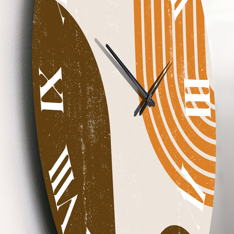 Abstrait arc-en-ciel géométrique dans des tons de terre - horloge murale moderne, Moyen