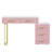 Pink Dressing Desk With Velvet Upholstery, 5 Spacious Drawers, Marble-Like Tabletop, Padded Chair, Gold Metal Accents And Installation Upholstered Vanity Sticker Top, Support, Left/Right Adjustable In-711041284