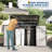 Lockable Metal Outdoor Trash Can Storage – 3x6 FT Waterproof Garbage Bin Enclosure for 2 Bins – Rust-Resistant Garden Shed with Sloped Roof & Chain Lid (Gray)-127846574
