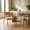 Ensemble de 2 fauteuils à oreilles en bois lavé rétro avec siège en tissu beige Auden