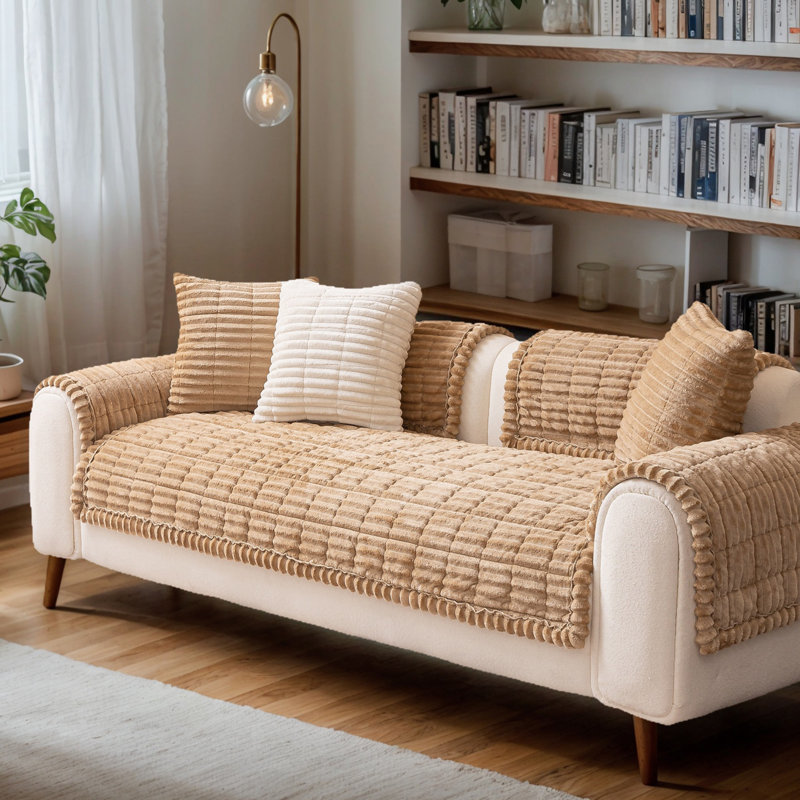 Pet-Friendly Shaggy Sofa Cover - Thick Plush Furniture Protector For Living Room, Tatami, Bay Window, Or Headboard Use