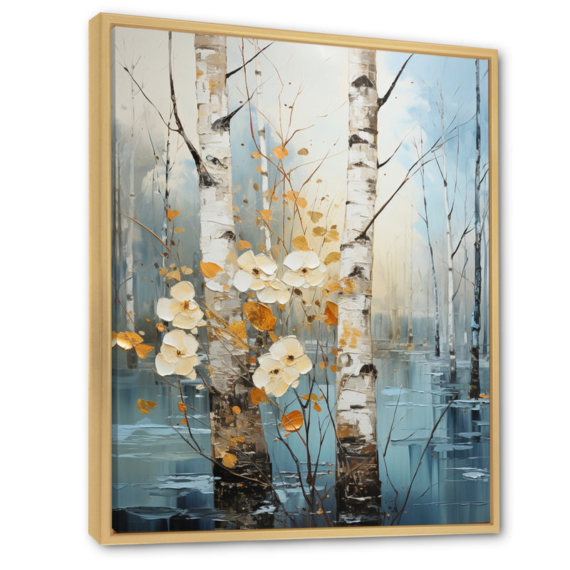 Birch Woods Winter Whispers V, H 20 po x l 12 po x P 1 po, Cadre naturel flottant
