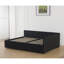Structure de lit de jour en velours avec 2 tiroirs de rangement, pleine grandeur pour le salon, sans sommier, tête de lit ferme en forme de L noir et conception compacte, tissu en lin confortable