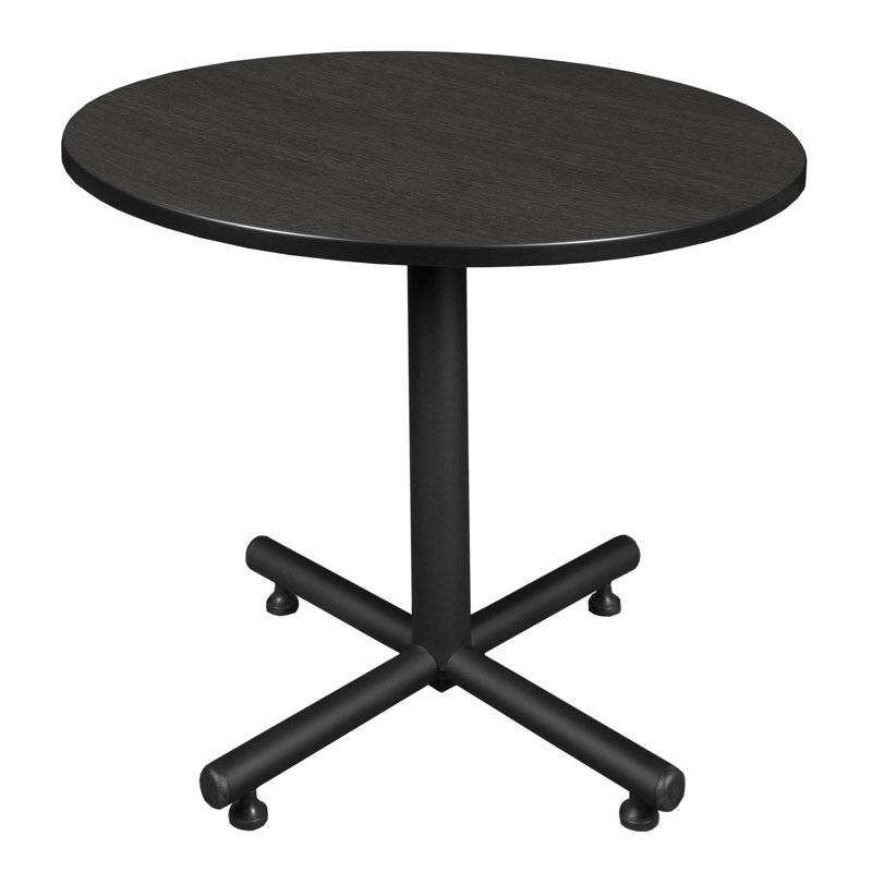 Ash Grey and Black 42" Round Wood Laminate Breakroom Table