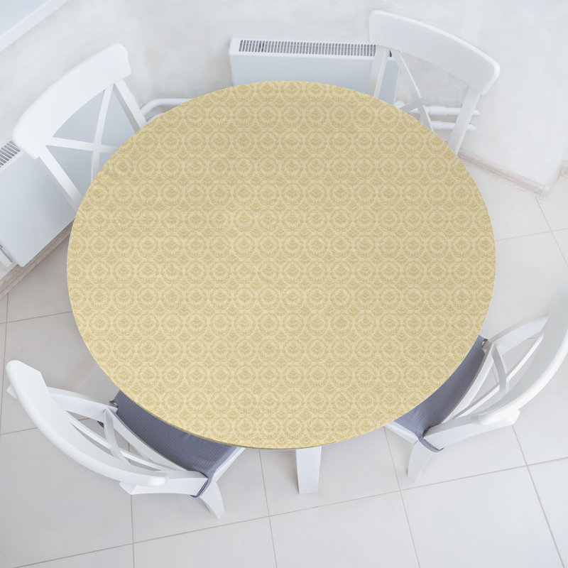 Ambesonne Beige Tan Fitted Tablecloth Pale Yellow Pale Camel, 64.17" Round