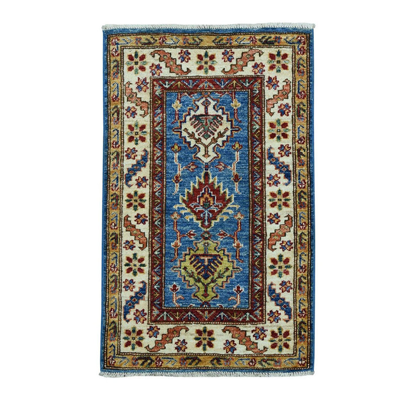 Tapis unique en laine noué à la main rouge / bleu / beige de 2 pi x 3 pi 1 po Bechtold
