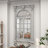 Karlstad Cream Wood Vintage Scrolled Window Pane Room Wall Mirror with Arched Top and Columns 52" x 37"