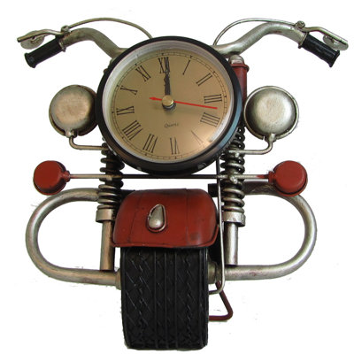 Industrial Analog Quartz movement / Crystal Tabletop Clock in Red Silver