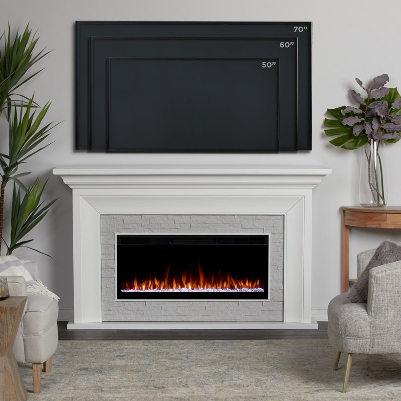 Sonia 69" Landscape Electric Fireplace by Real Flame, White, Smart
