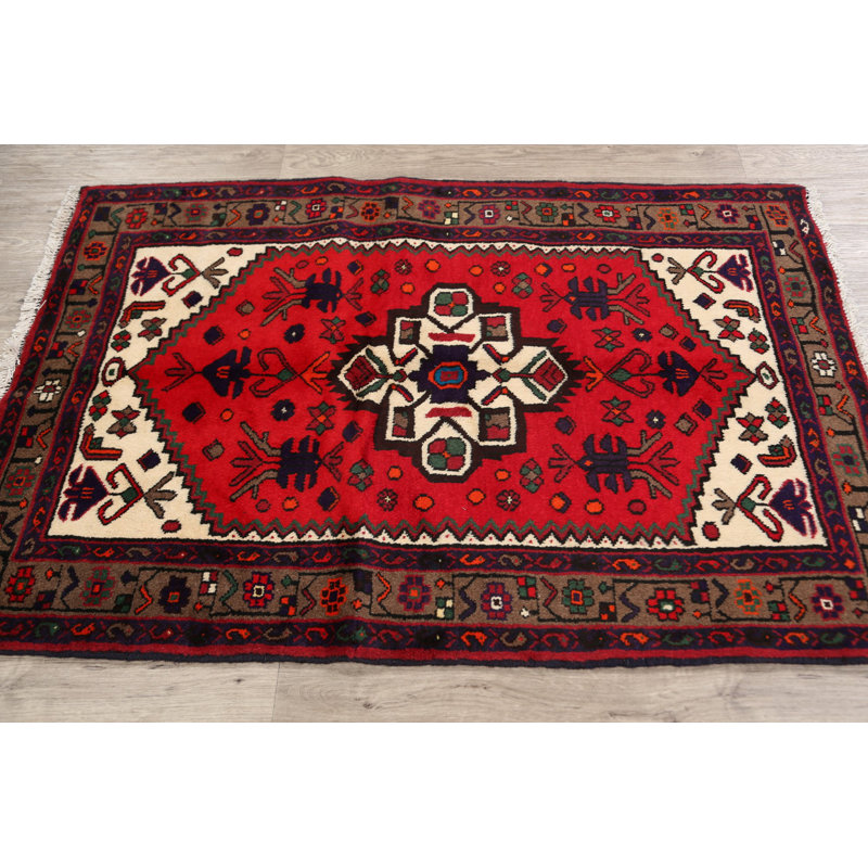Tapis décoratif en laine de conception unique 3 pi 4 po x 5 pi noué à la main New Age
