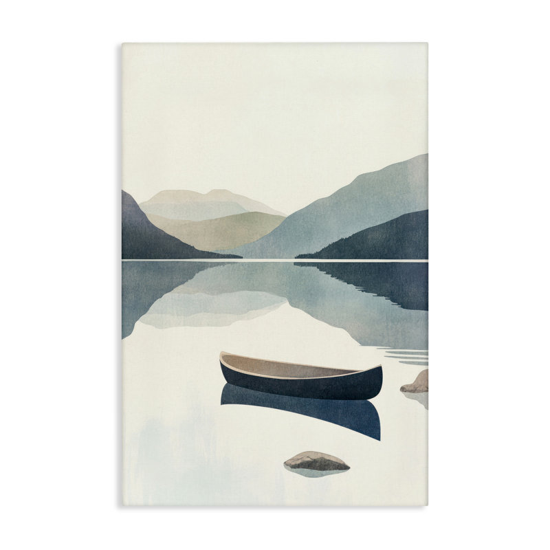 Silent Shore with Boat Canvas, design par Mona Grace, H 24 po x l 16 po