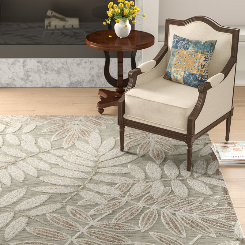 Tapis à motif floral moderne et naturel Newton, Rectangle 3 pi 6 po x 5 pi 6 po