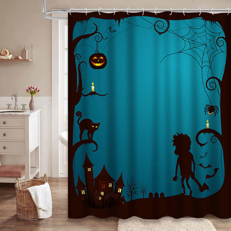Rideau de douche d'Halloween effrayant avec 12 crochets, L 72 po x l 72 po