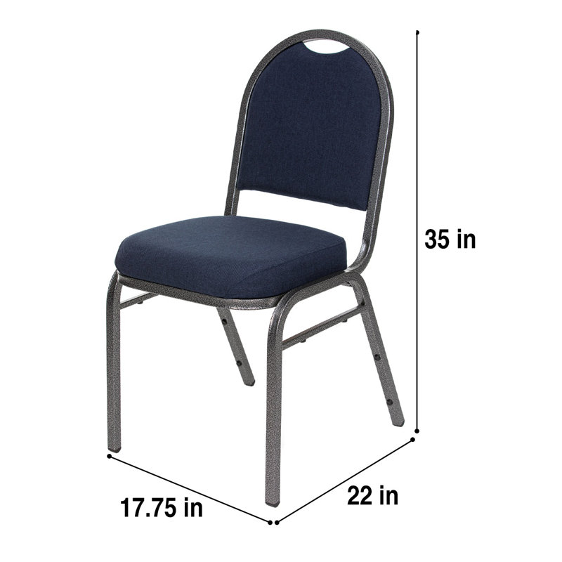 Celia Fabric Stack Chair (2 Pack), Silver, Midnight Blue