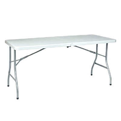 6Ft Folding Table, Portable Fold-In-Half Plastic Picnic Party Table With Carrying Handle (White) - 72x28x29