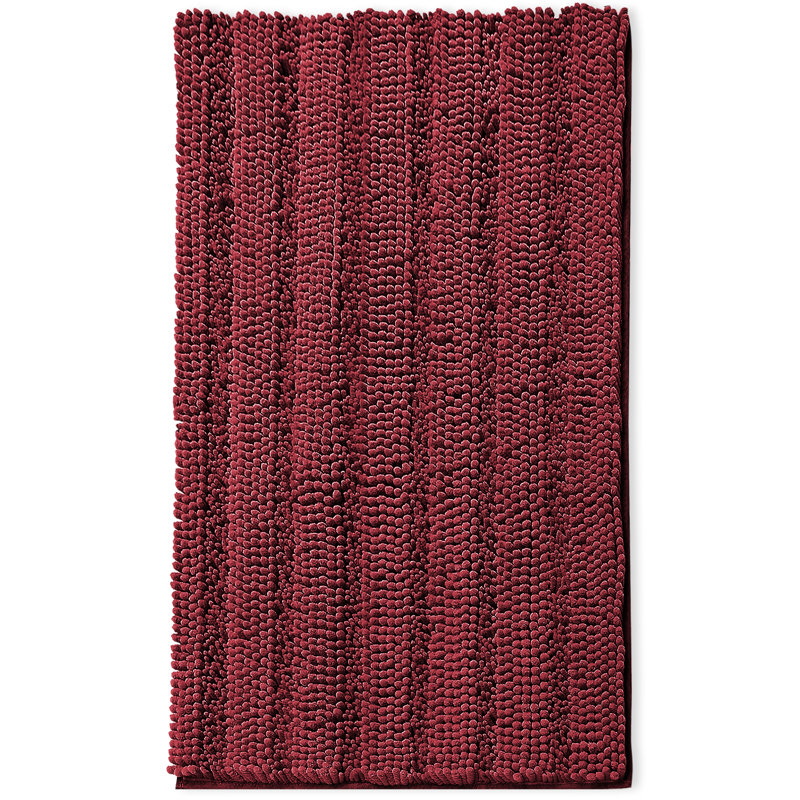 Clara Red Microfiber Chenille Plush Bath Rug