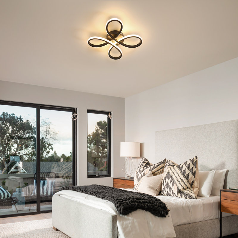 Camelia 4-Light Black LED Flush Mount, 3000K