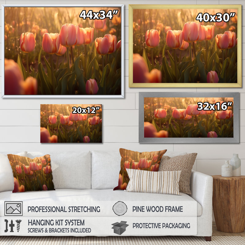 Champ de tulipes sur toile, Toile tendue, H 24 po x l 32 po x P 1 po