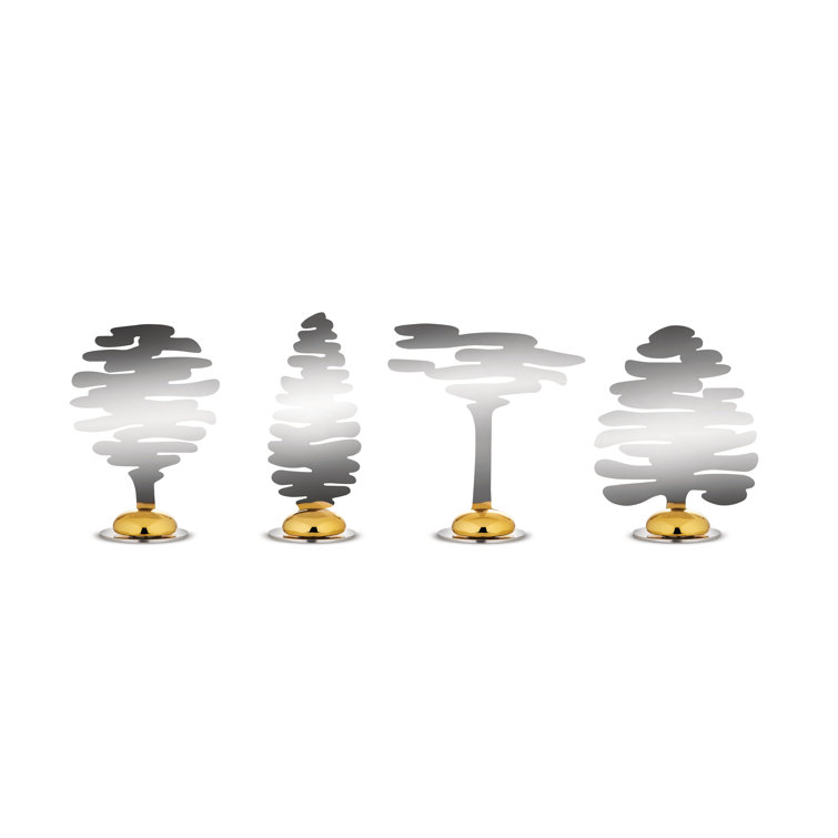Marque-places Sapin De Noël Alessi - Set De 2, Acier Coloré Avec Résine, Aimant Porcelaine - Déco De Table Festive