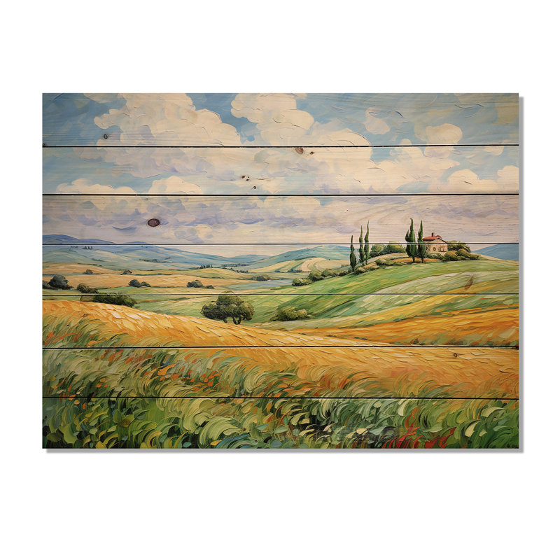 Vangogh Rolling Hills I sur impression sur bois, H 24 po x l 32 po x P 0,78 po