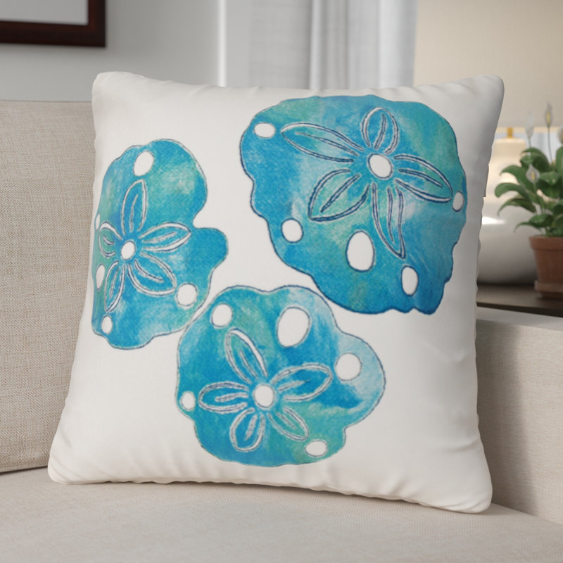 Hugo Sand Dollar Indoor/Outdoor Throw Pillow, Blue