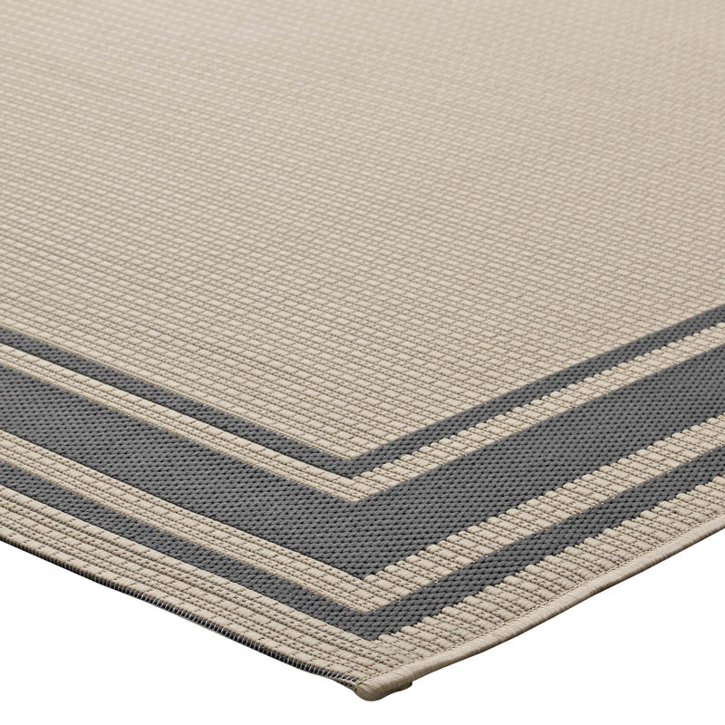 Elegant Gray and Beige Synthetic 8' x 10' Indoor/Outdoor Area Rug