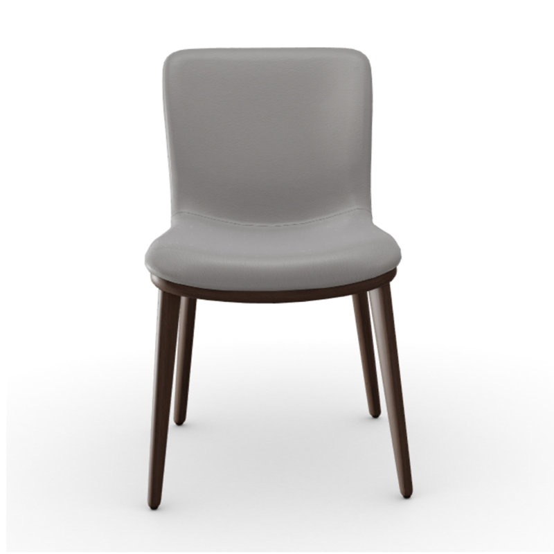 Chaise de salle à manger rembourrée Annie avec pieds en bois Annie, Taupe / fumée
